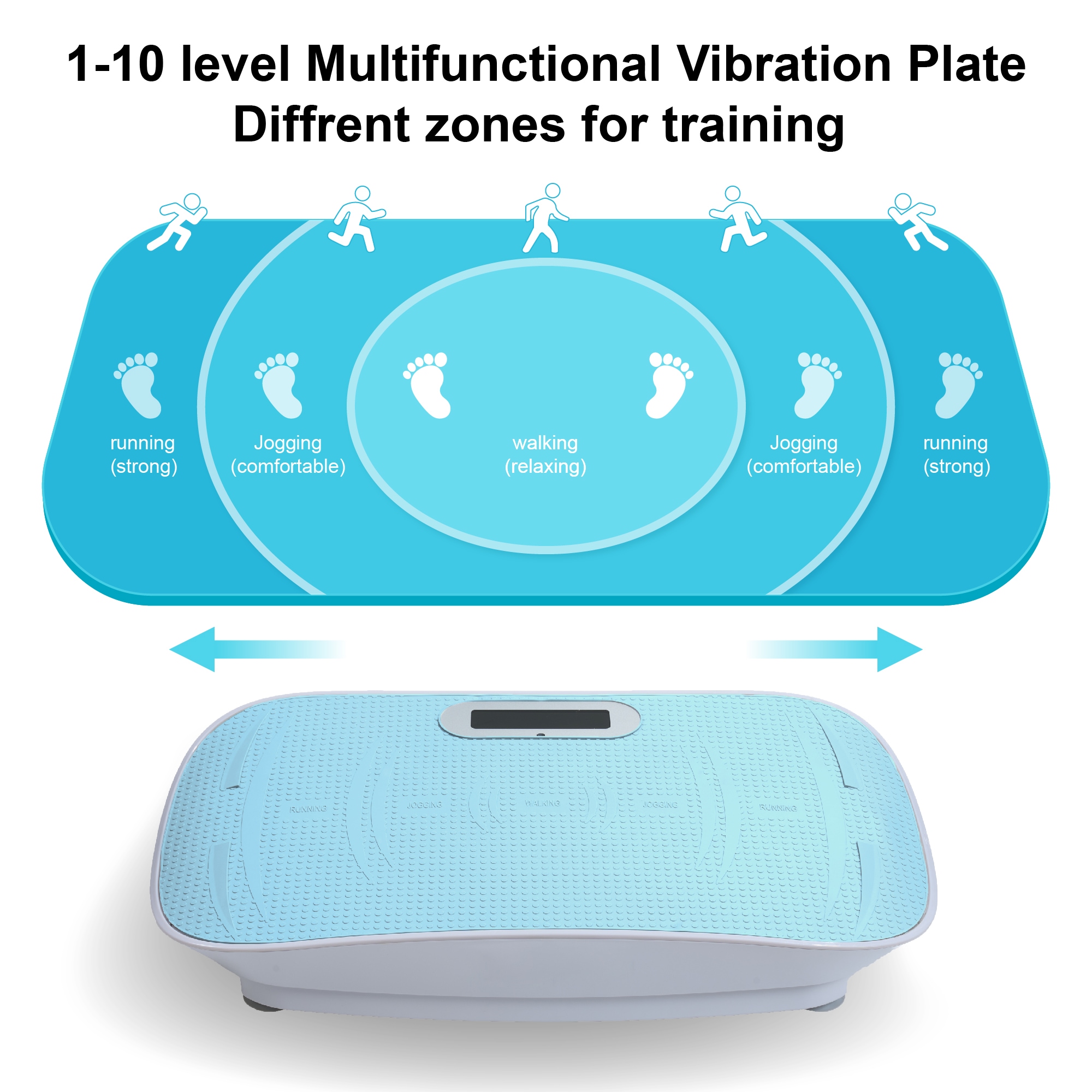 Full Body Vibration Platform Crazy Fitness Massage 10-Frequency Weight Loss & Fat Burner Shaking Machine For Unisex Blue_voghion.com